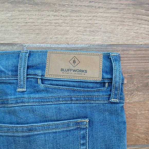 Bluffworks Jeans Mens 35x34 Blue Departure 3.0 Regular Fit Stretch (FITS 36x32) - Picture 10 of 12